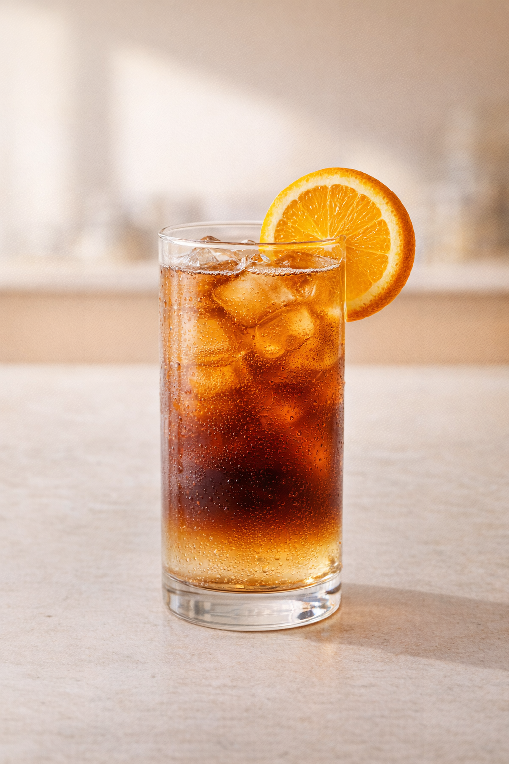 Citrus cold brew tonic with orange garnish